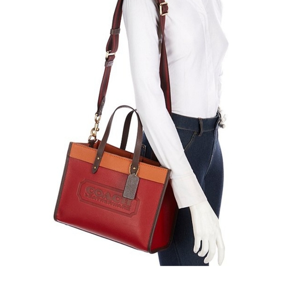 Coach Field Signature Colorblock Pebble Leather Tote Bag - Picture 4 of 9